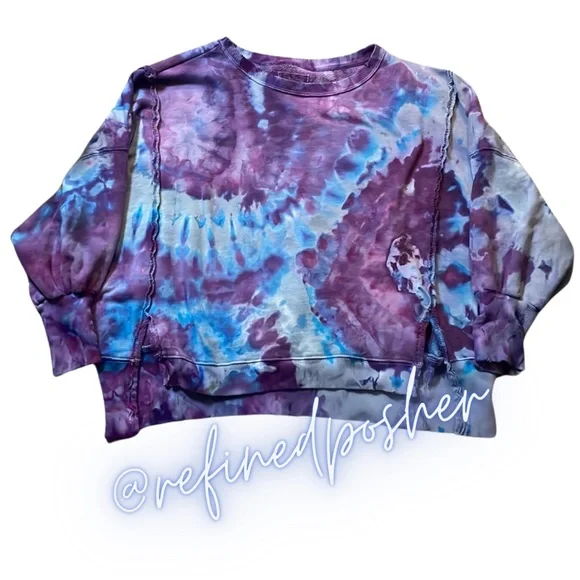 Free People We the Free Camden Sweater size Medium NEW White Tie Dye (CUSTOM) - Picture 2 of 5